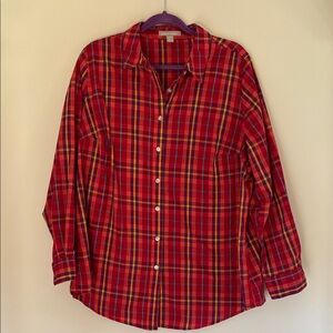 Woman Within Red Plaid Casual Shirt Size 18-20 XL